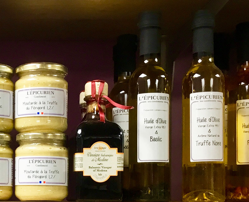 Huiles d'olives, vinaigres, moutardes... de L'Epicurien à Saint Germain sur Morin, à proximité de Disneyland Paris en Seine et Marne 77
